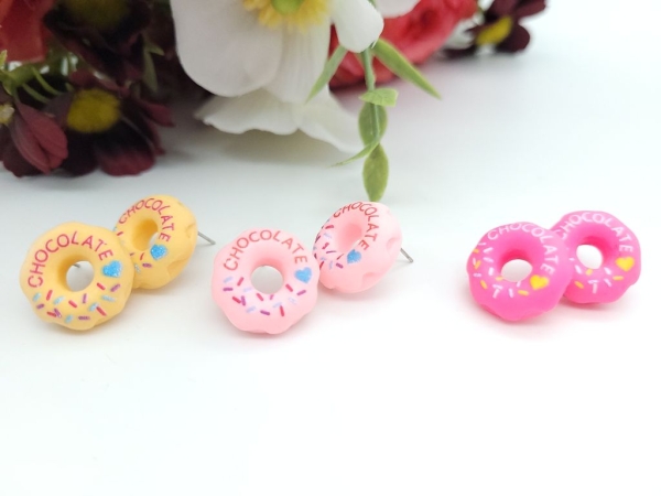 bunte Donut Ohrstecker Chocolate